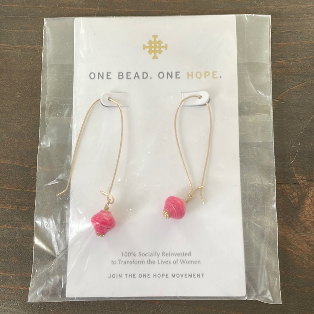 Pink and Gold dangle earrings